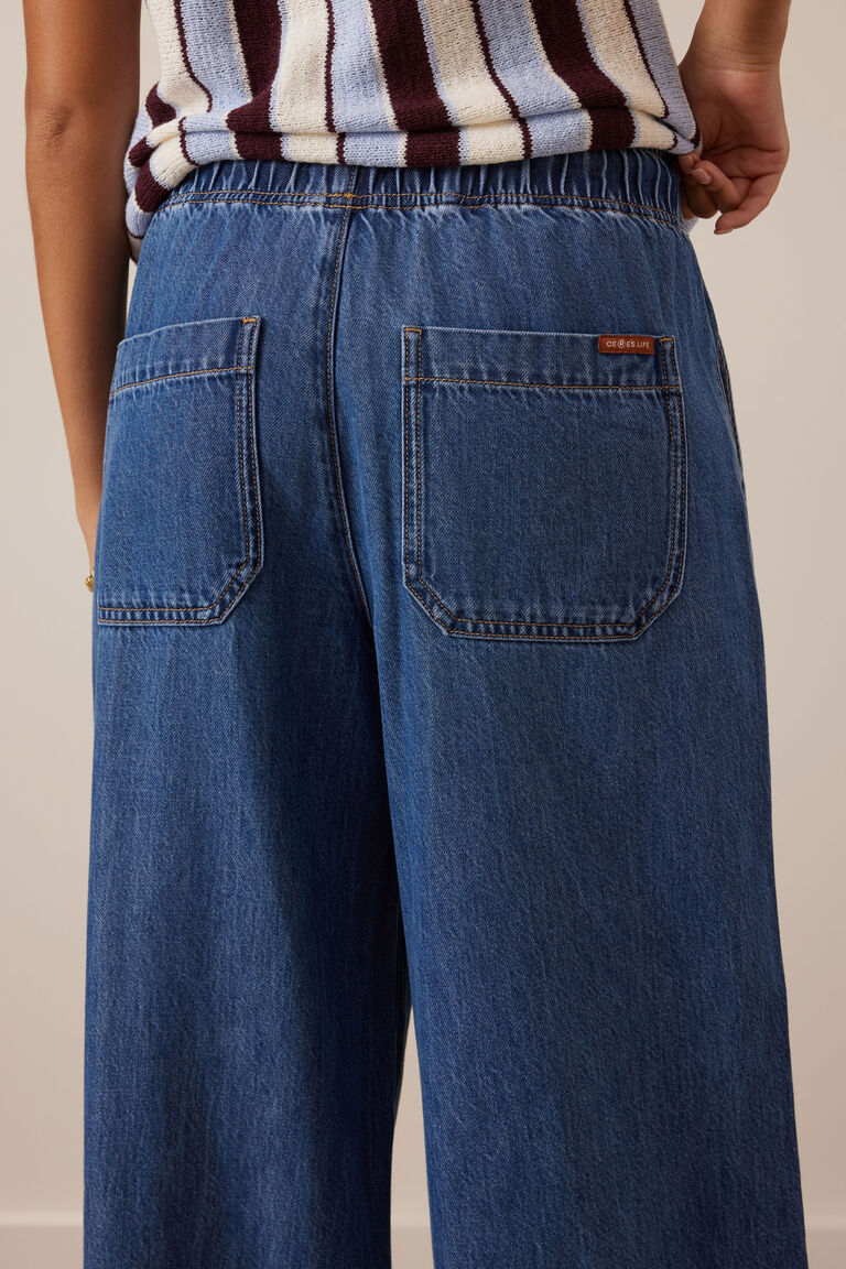 Ceres Life Andie Wide leg Drawstring Pant - Fresh Indigo