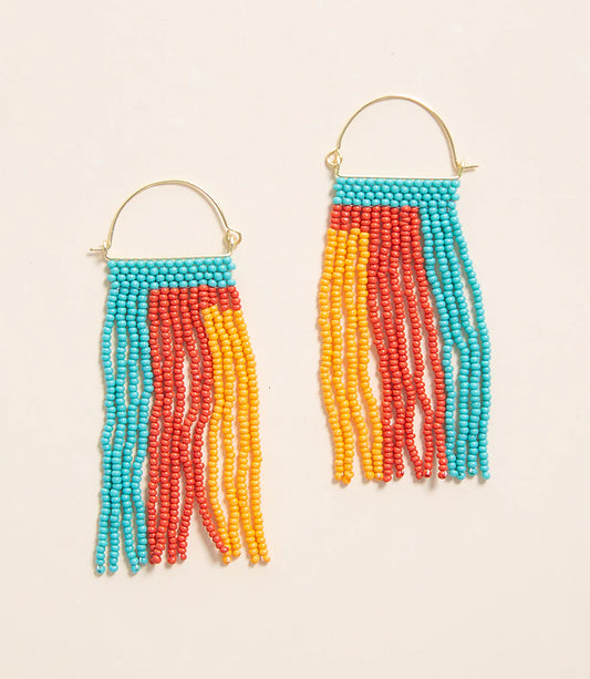 Fair Trade Wanderer Beaded Earrings - Aqua Sunset