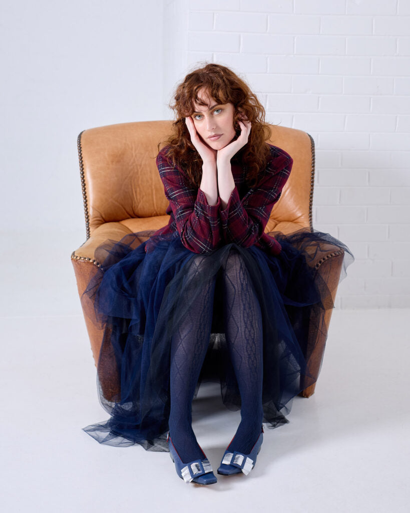 Tightology ‘Aran' Navy Cashmere Blend Tights