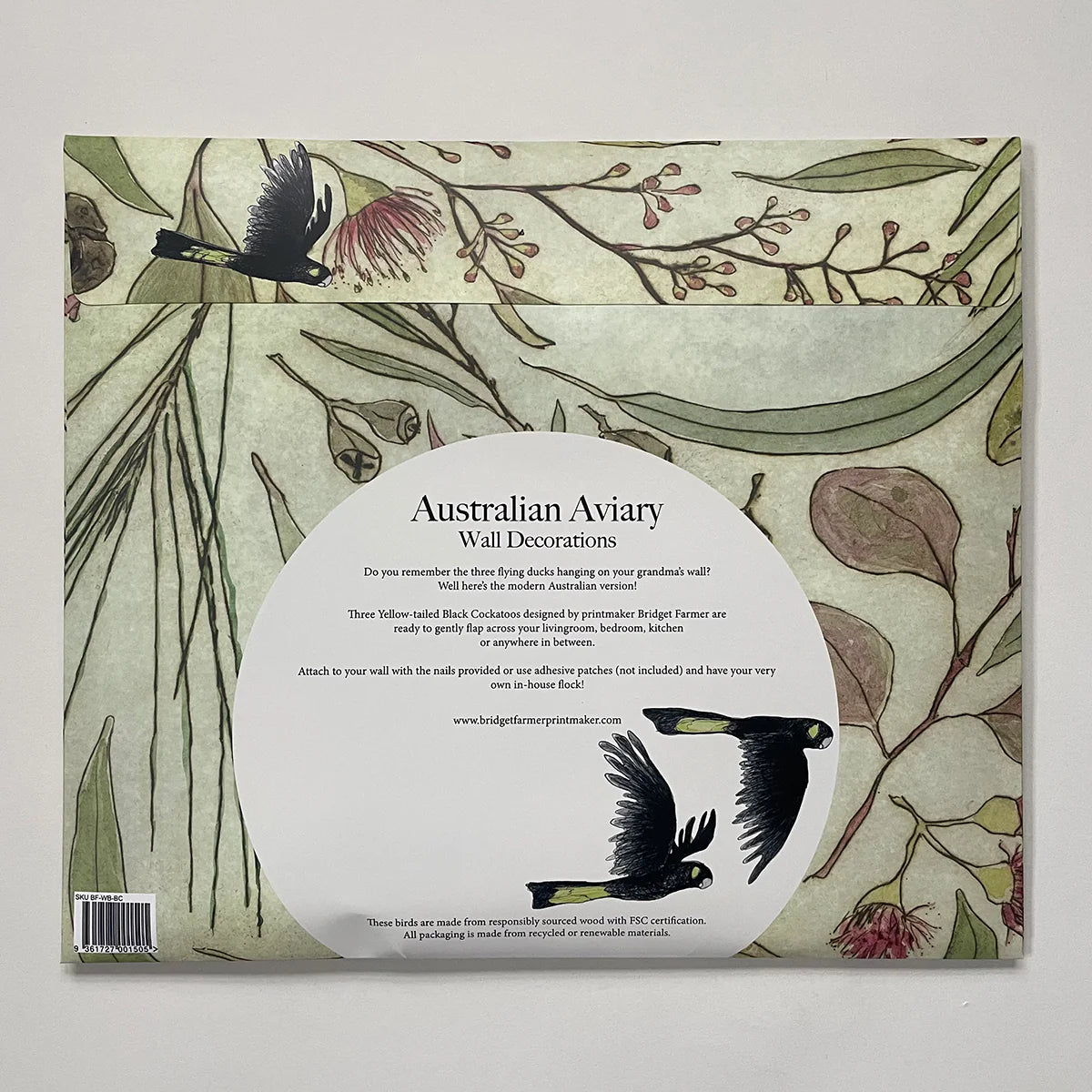 Bridget Farmer Australian Avery Wall Decorations - Yellow Tailed Black Cockatoos