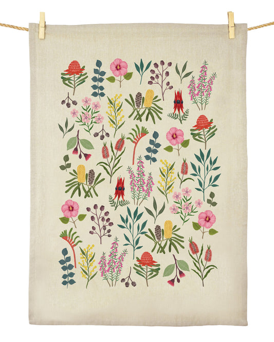Earth Greetings Australian Wildflowers Tea Towel
