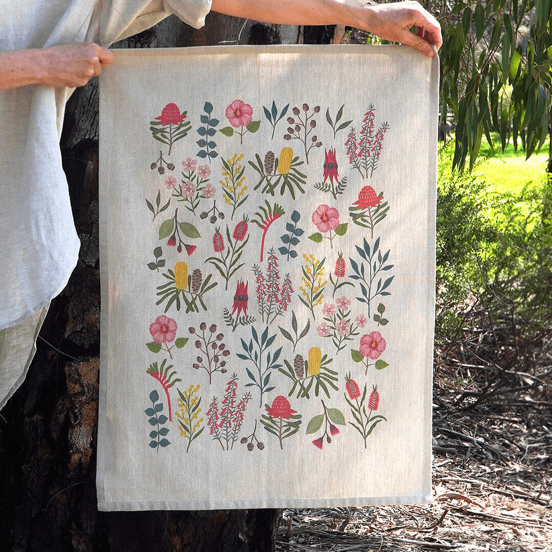 Earth Greetings Australian Wildflowers Tea Towel