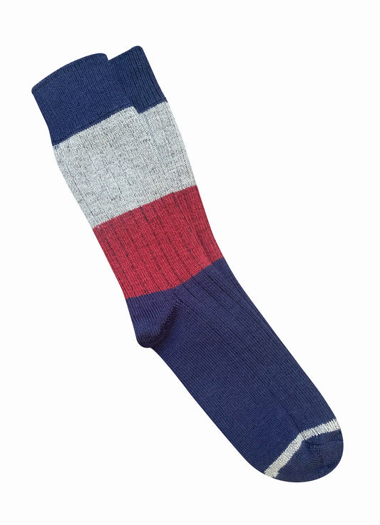 Tightology ‘Chunky Rib’ Navy Stripe Merino Wool Socks