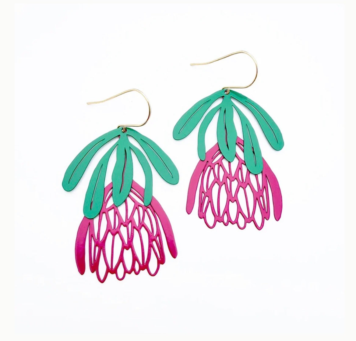 Denz Protea Flower Dangle earrings
