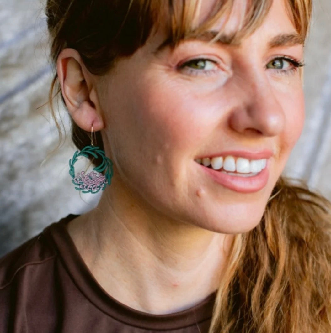 Denz Grevillea Christmas Wreath Earrings