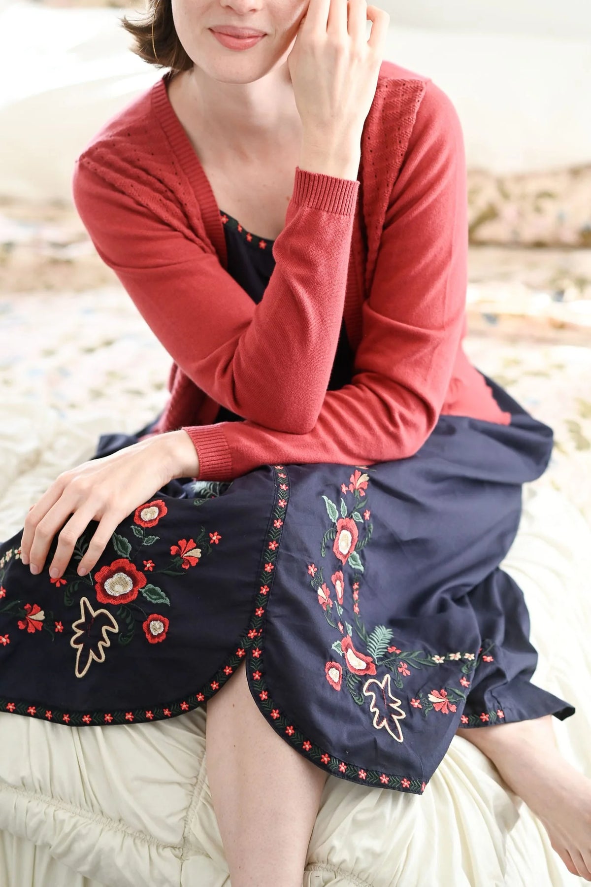 Lazybones Marin Cardigan - Earth Red