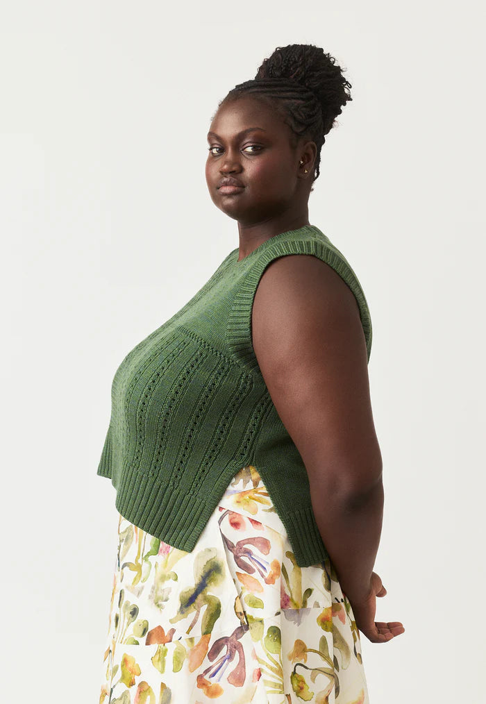 Nancybird Billie Cable Vest - Cypress Green