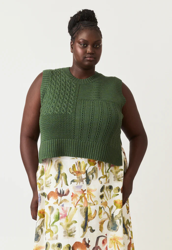 Nancybird Billie Cable Vest - Cypress Green