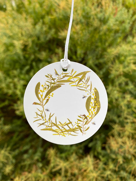 The Biophilia Project Christmas Tag Pack - Wattle Wreath