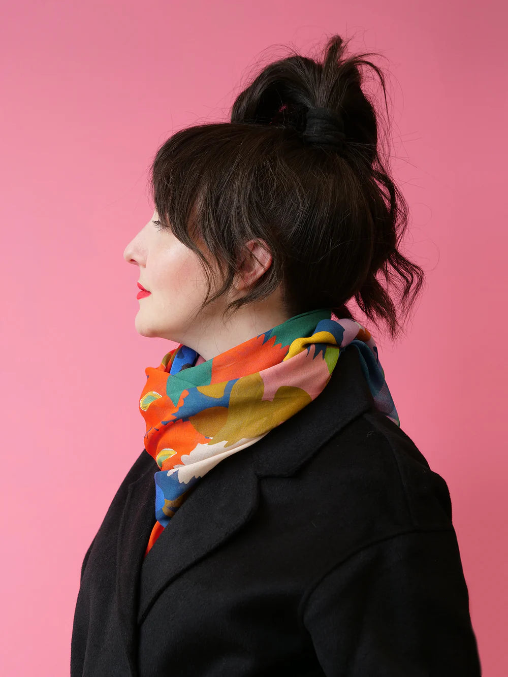 Julie White Silk Modal Rectangle Scarf - Bush Bloom Blue