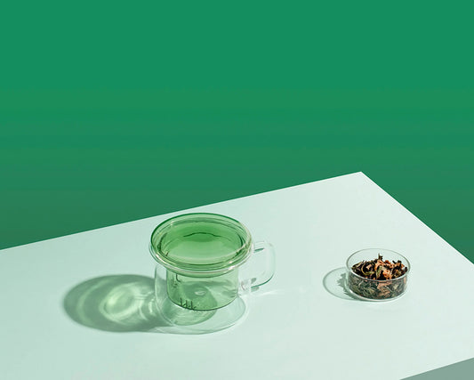 Maho Glass cup with tea infuser and lid