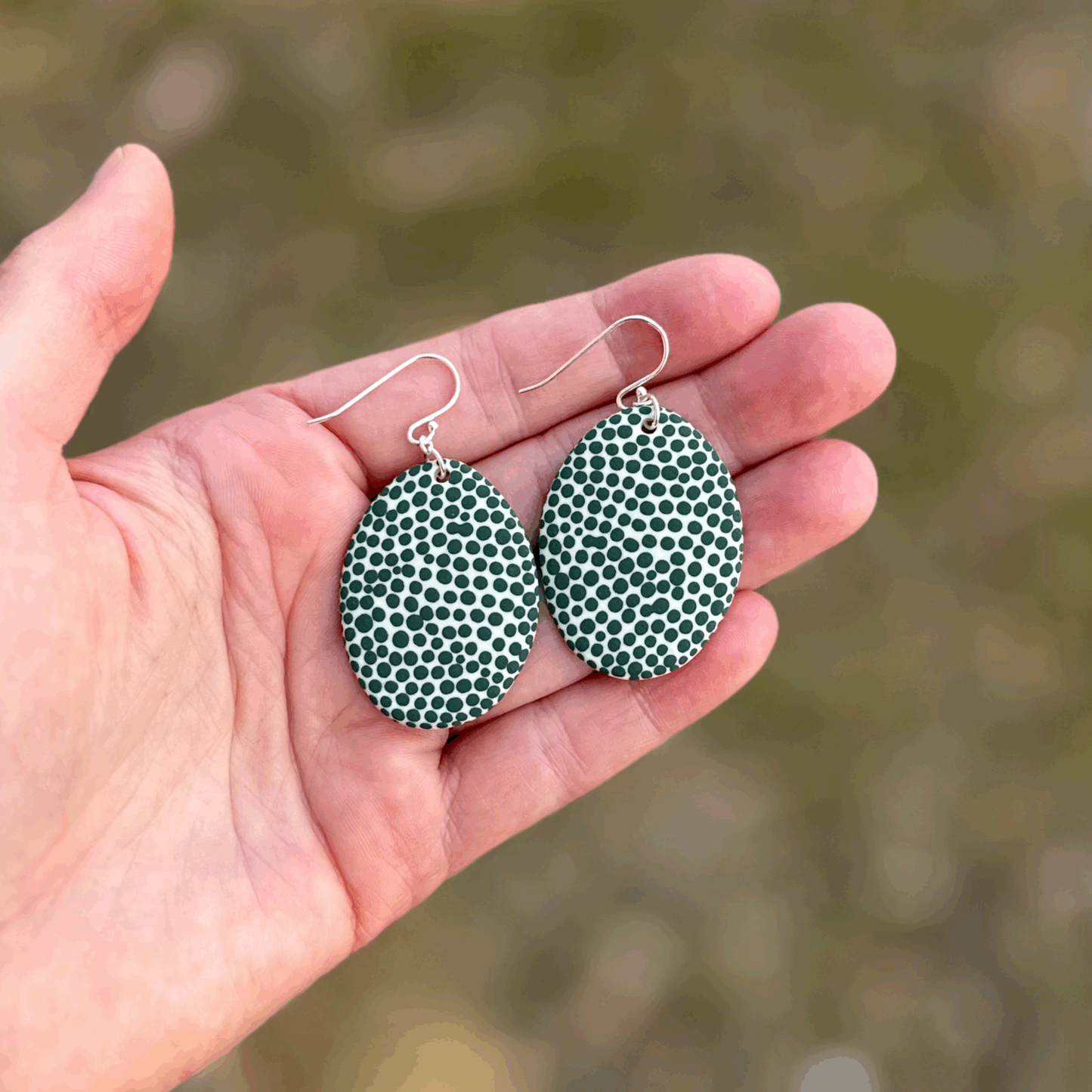 Cara Edwards Ceramic Green Spotty Earrings