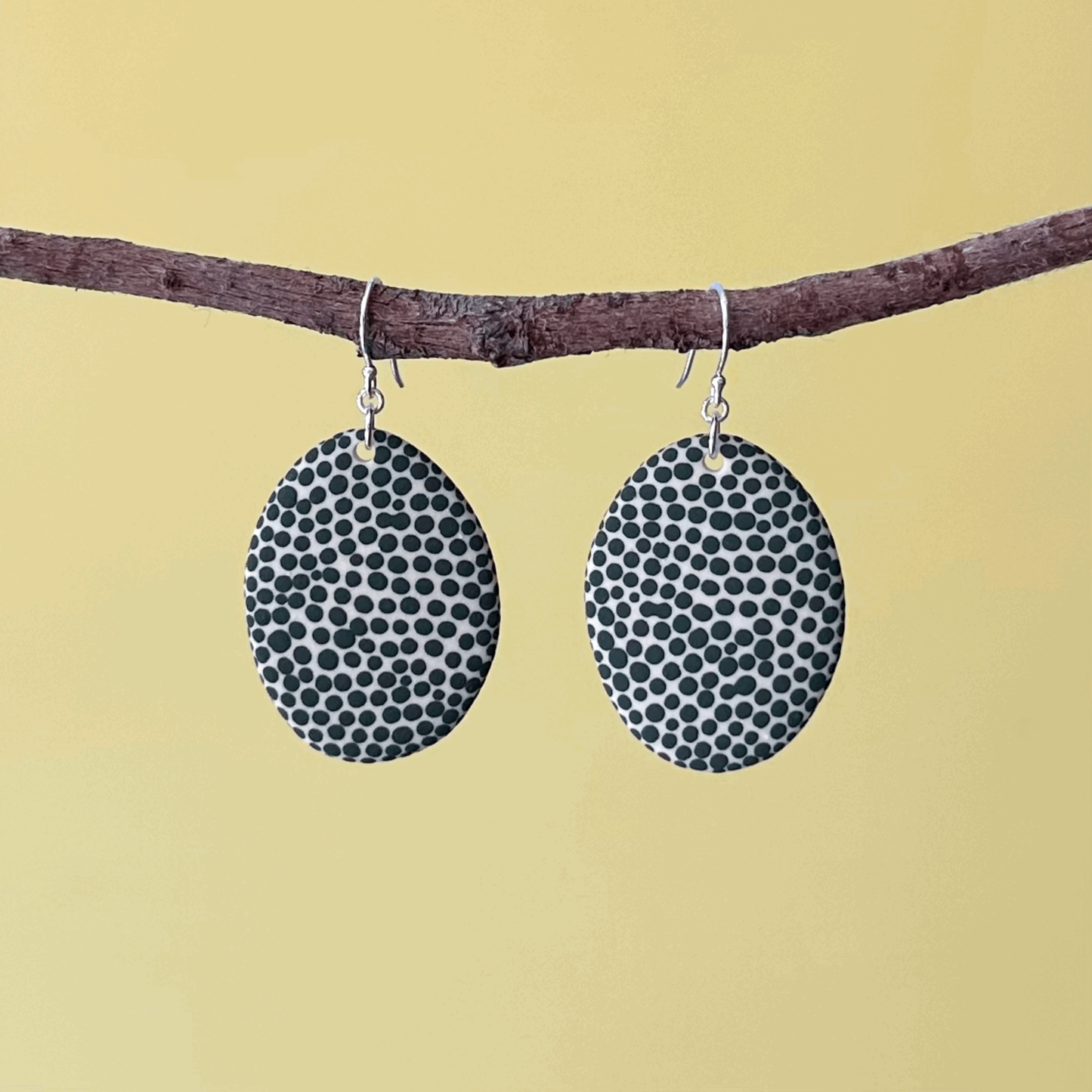 Cara Edwards Ceramic Green Spotty Earrings