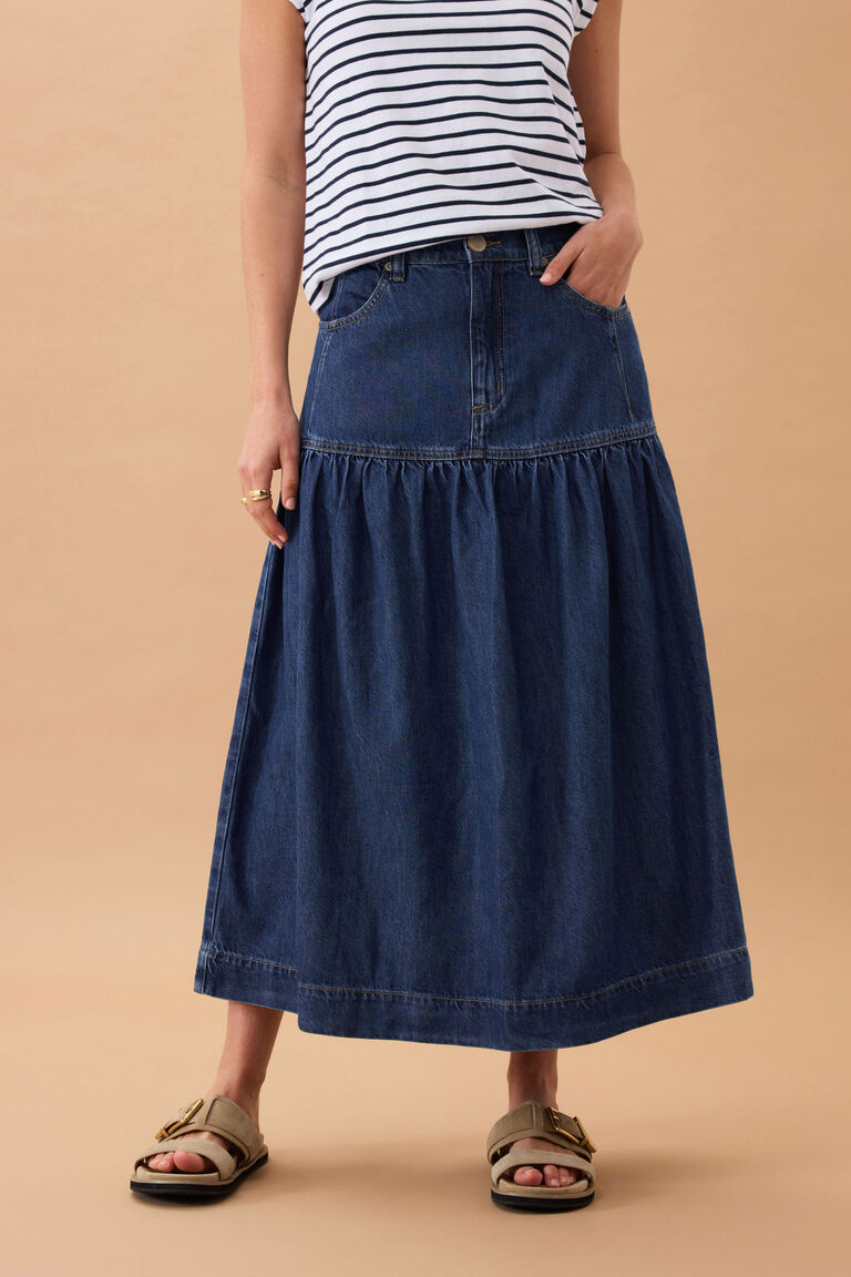 Ceres Life Drop Waist Midi Skirt - Caspian Blue