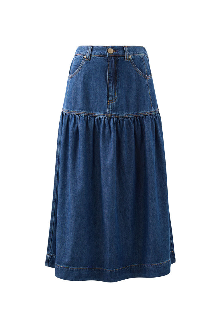 Ceres Life Drop Waist Midi Skirt - Caspian Blue