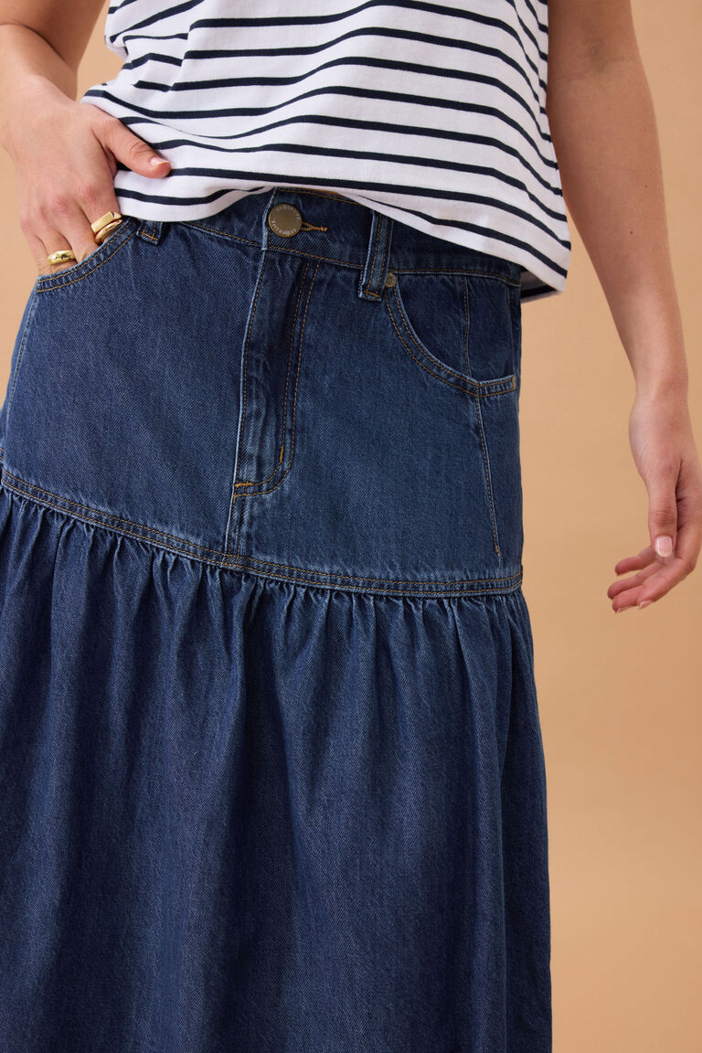 Ceres Life Drop Waist Midi Skirt - Caspian Blue