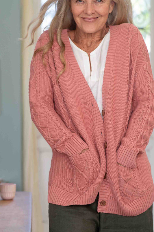 Lazybones Charli Cardigan in Dusky Pink