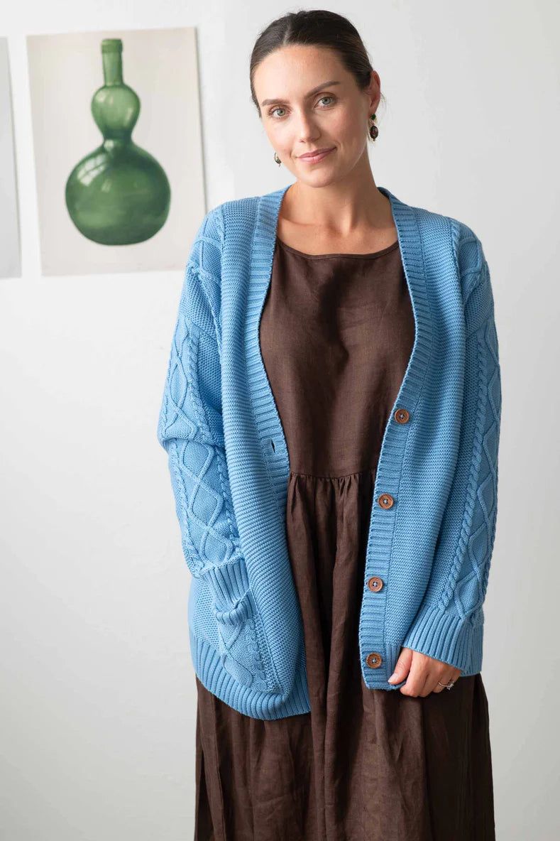 Lazybones Charli Cardigan in Lichen Blue