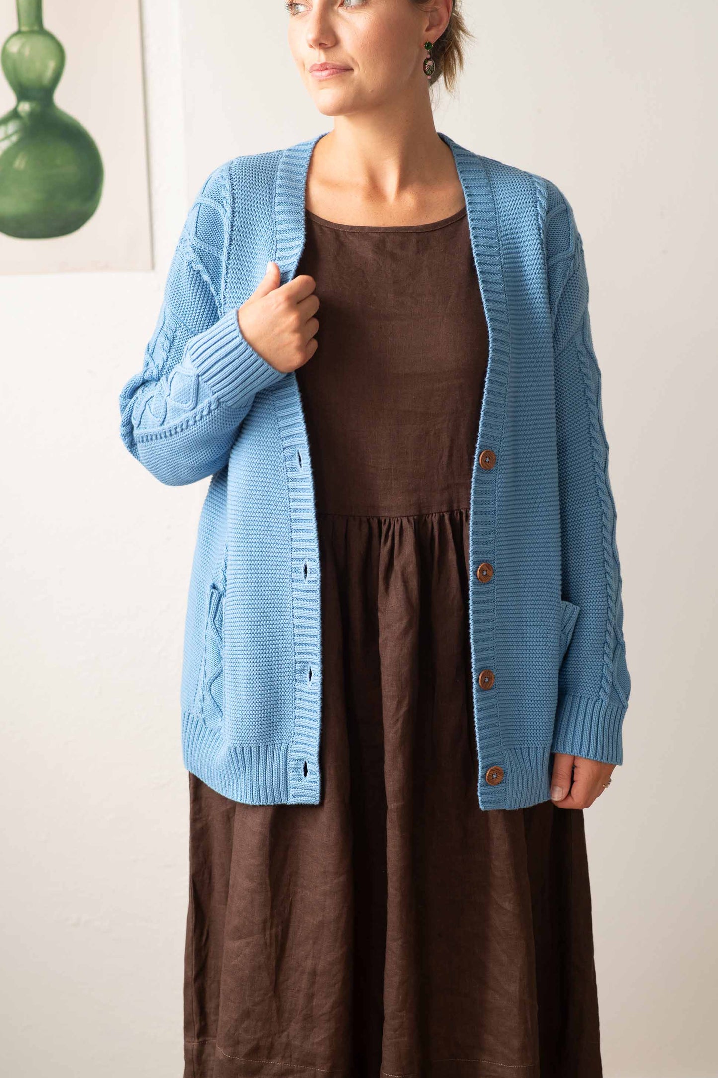 Lazybones Charli Cardigan in Lichen Blue