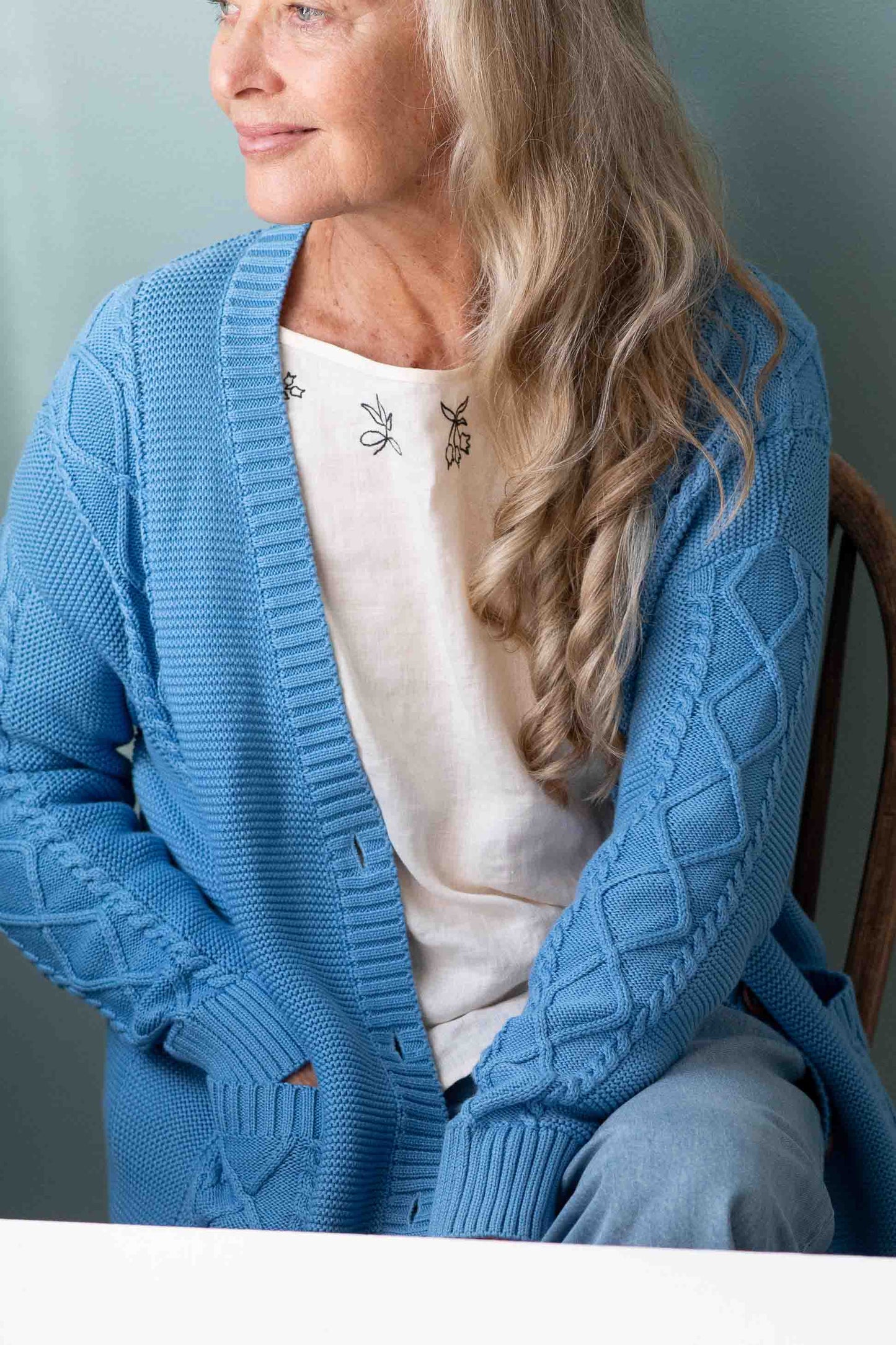 Lazybones Charli Cardigan in Lichen Blue