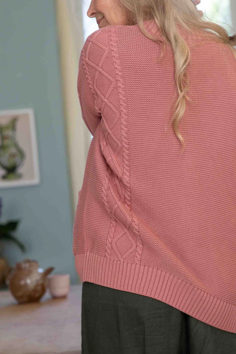 Lazybones Charli Cardigan in Dusky Pink