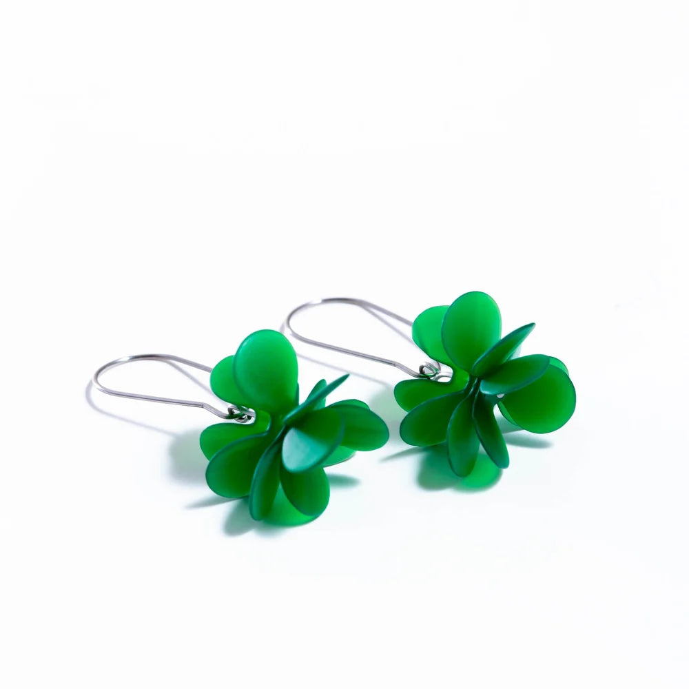 Claire Ishino Green Blossom Flower Earrings