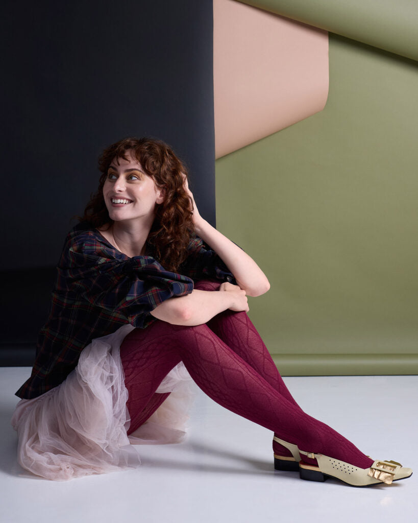 Tightology ‘Aran' Claret Cashmere Blend Tights