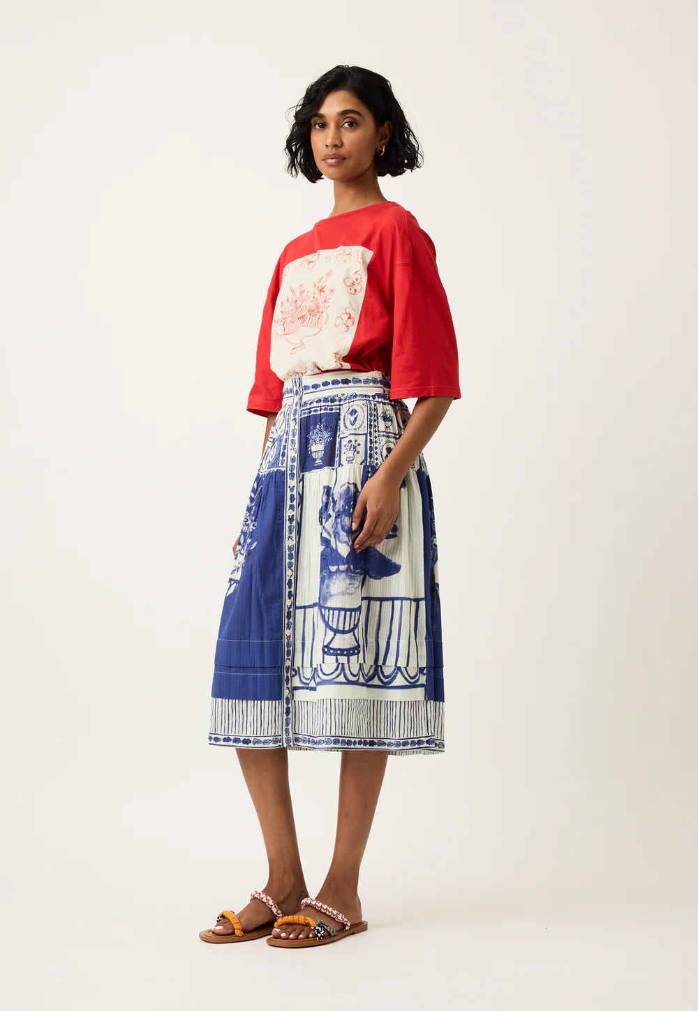 Nancybird Coco Pintuck Skirt - Lyon Tile