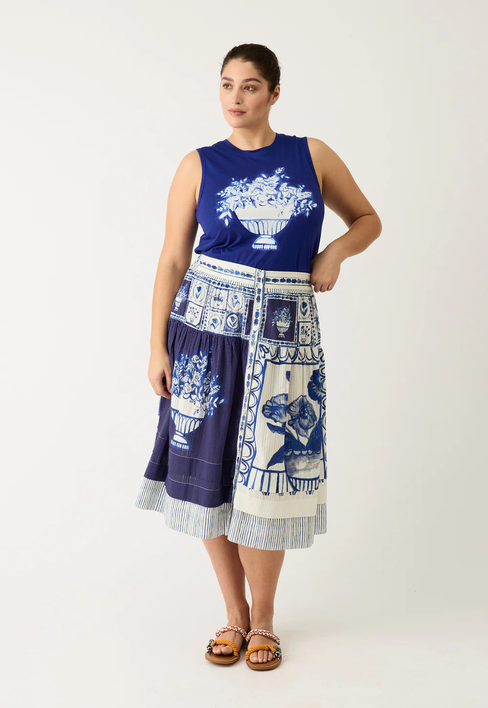 Nancybird Coco Pintuck Skirt - Lyon Tile