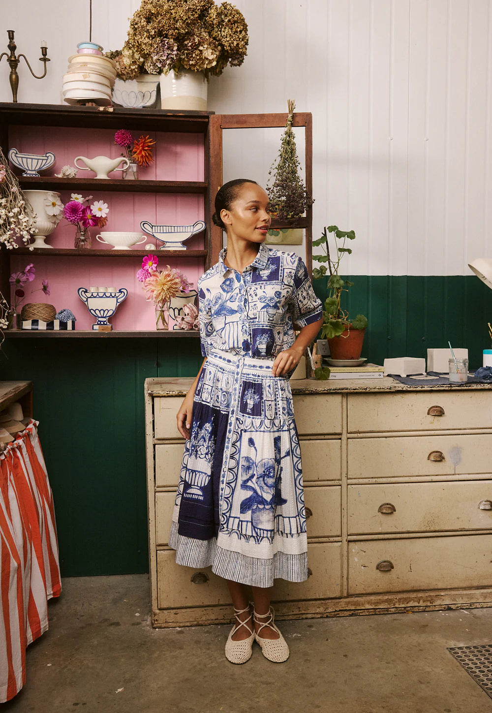Nancybird Coco Pintuck Skirt - Lyon Tile