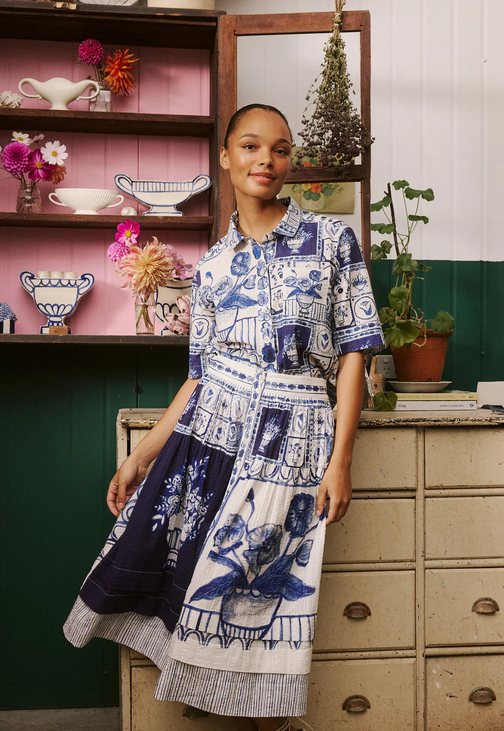 Nancybird Coco Pintuck Skirt - Lyon Tile