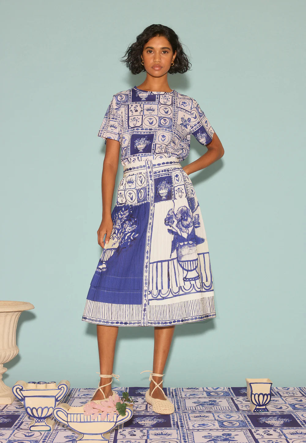 Nancybird Coco Pintuck Skirt - Lyon Tile