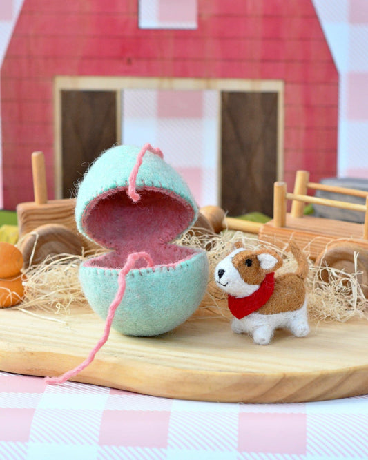 Taras Treasures Surprise Felt Egg - Corgi Puppy