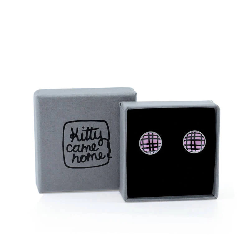 Kitty Came Home - Crosshatch Pink Studs