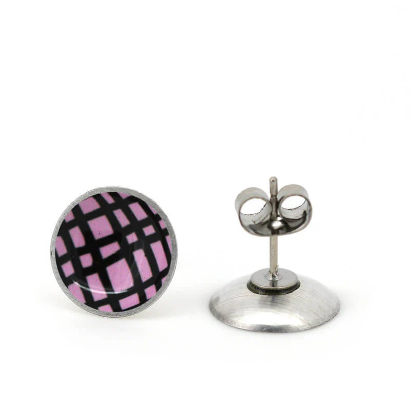 Kitty Came Home - Crosshatch Pink Studs