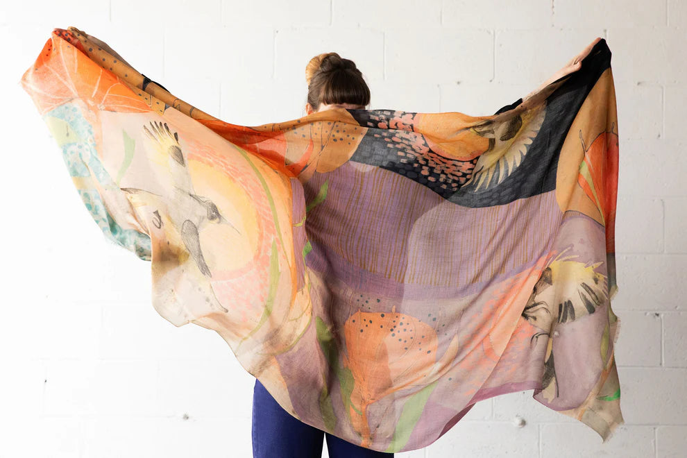 Dana Kinter "The Fluttering of Birds" Merino Wool Scarf