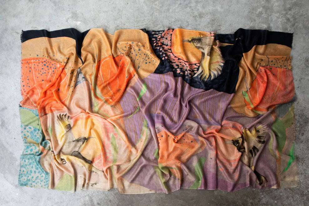 Dana Kinter "The Fluttering of Birds" Merino Wool Scarf