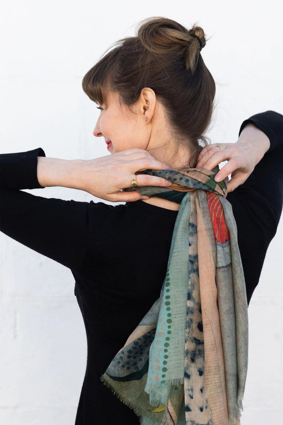 Dana Kinter "Silvereye and Eucalyptus" Cashmere Wool Scarf
