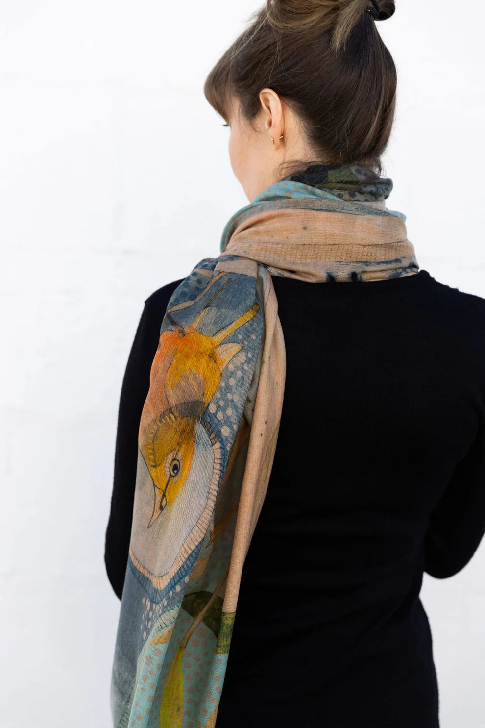 Dana Kinter "Silvereye and Eucalyptus" Cashmere Wool Scarf