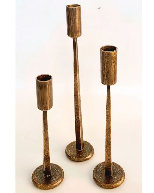 Dante Hand Forged Iron Candlestands - Brass