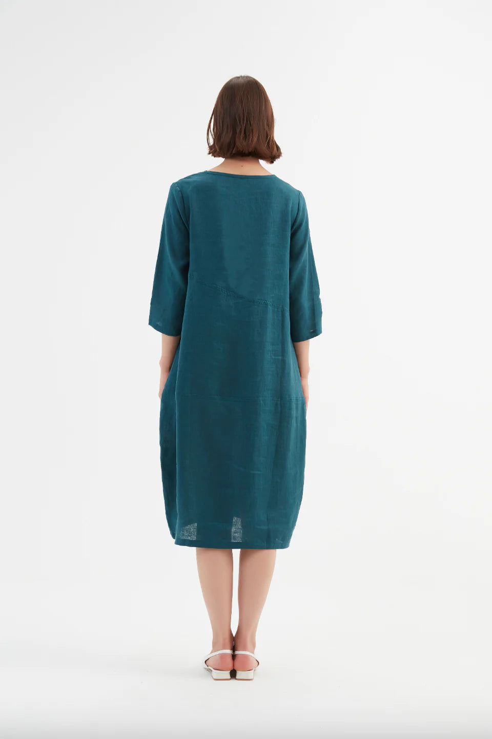 Tirelli 'Diagonal Seam Linen Dress - Deep Marine