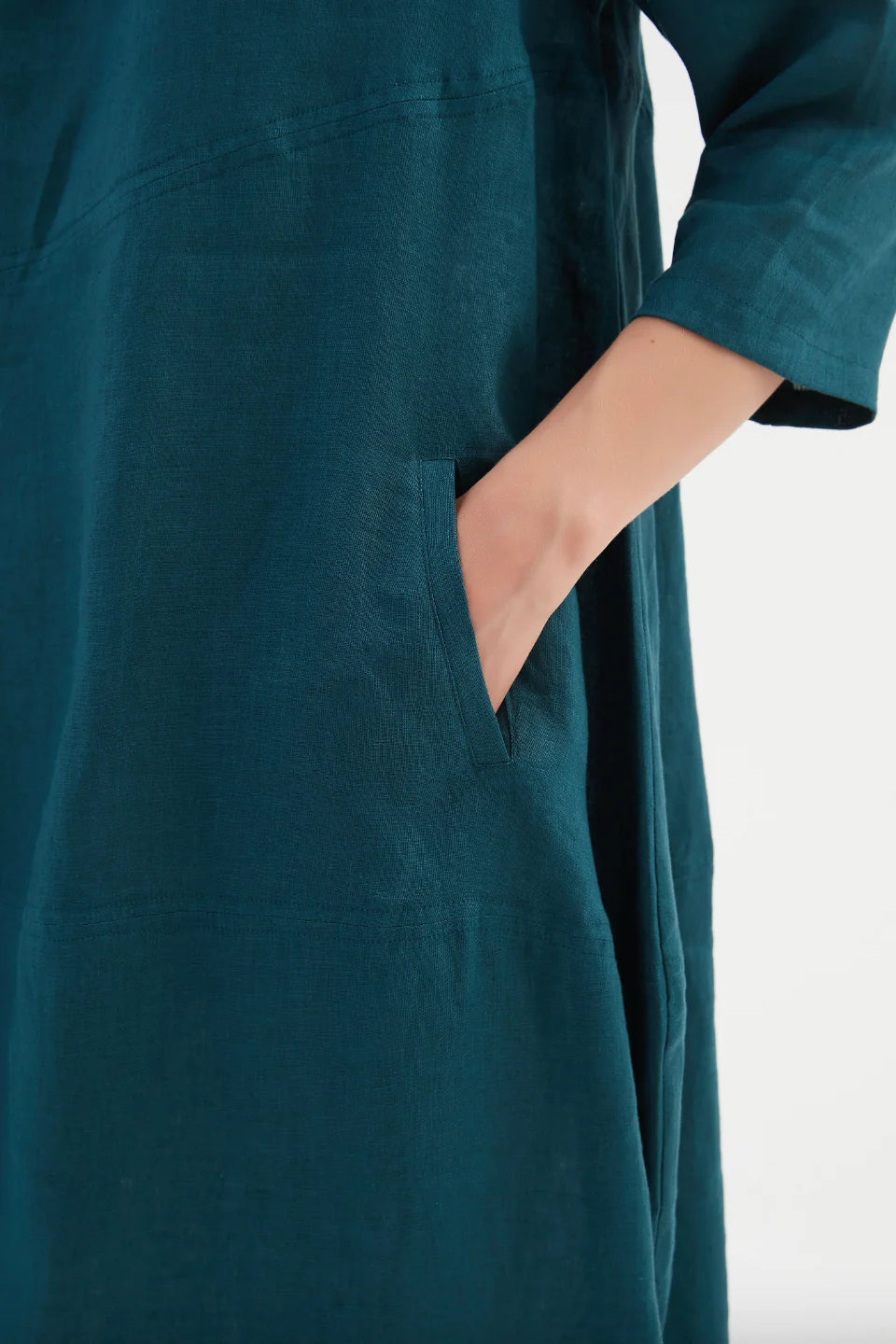 Tirelli 'Diagonal Seam Linen Dress - Deep Marine