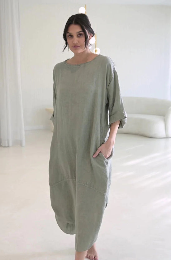 Eadie The Malle Linen Dress - Pistachio