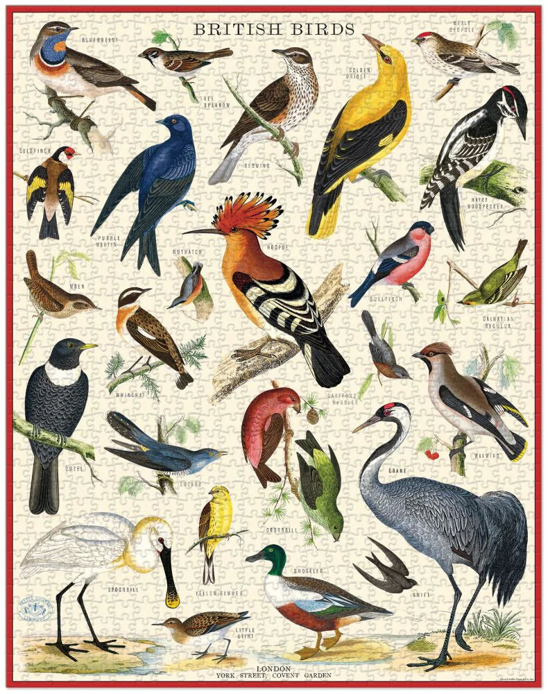 Cavallini & Co British Birds 1000 Piece Vintage Puzzle