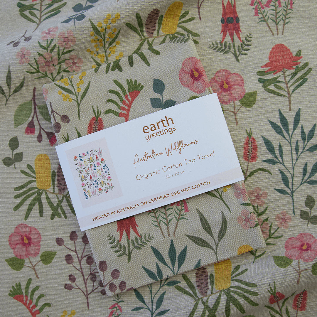 Earth Greetings Australian Wildflowers Tea Towel