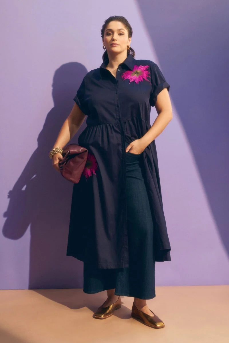 Elk Eireen Shirt Dress - Navy Fuchsia