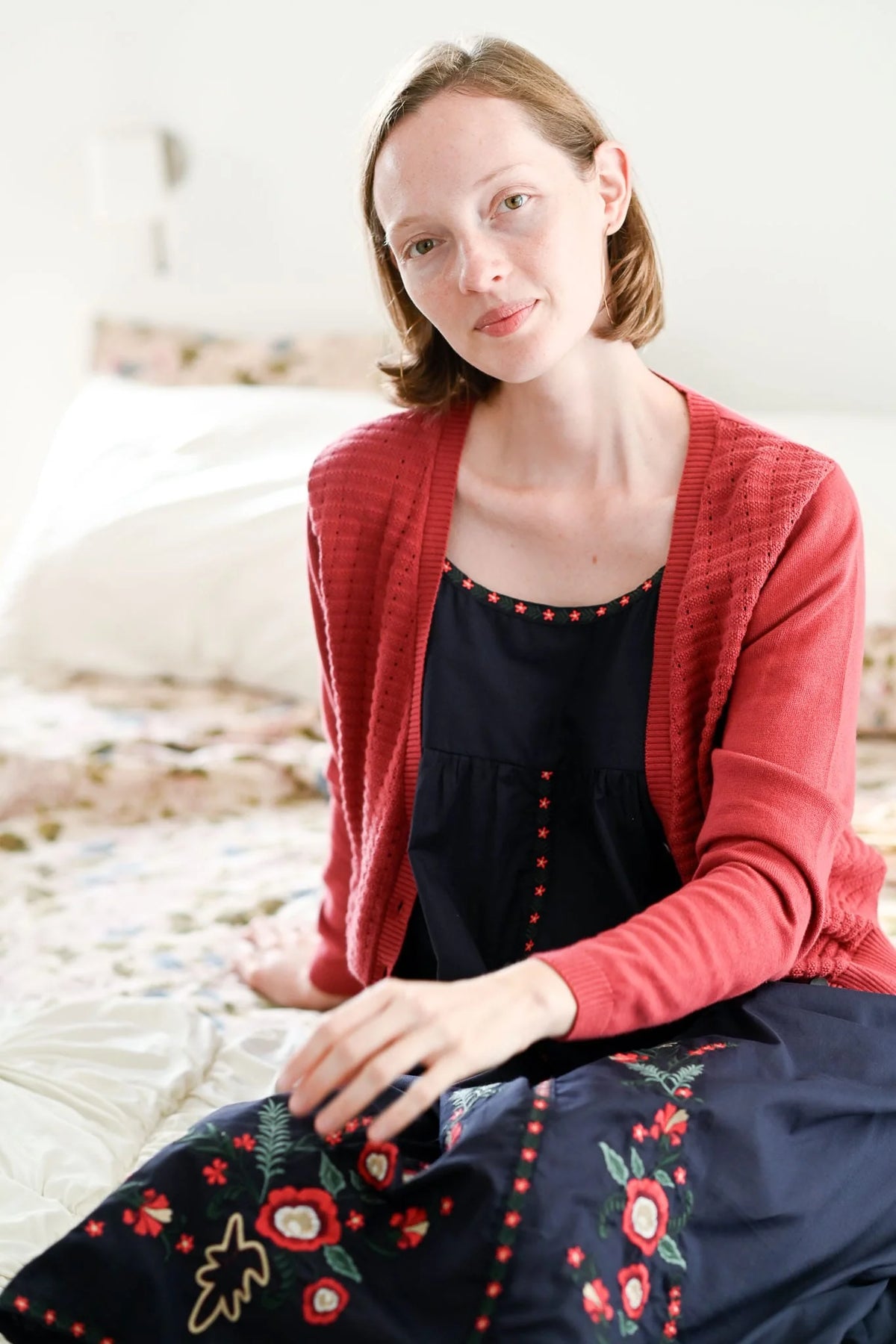 Lazybones Marin Cardigan - Earth Red