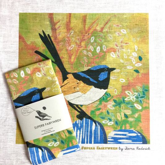 Fiona Roderick Tea Towel - Superb Fairy Wren