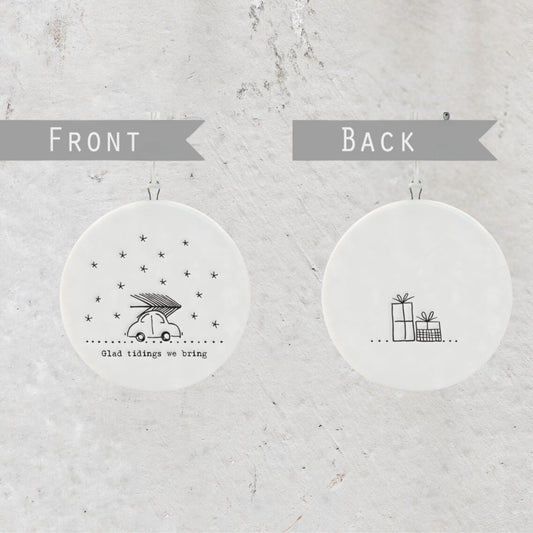 East of India Porcelain Flat Bauble - Glad Tidings We Bring