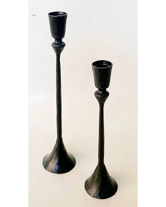 Gemini Hand Forged Iron Candlestands - Black